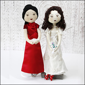 Bride and bridesmaid keepsake dolls