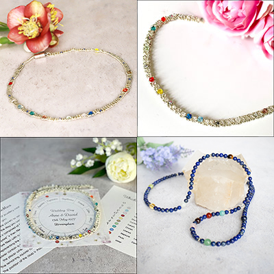Collage of astrology necklace designs