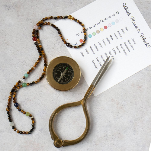Astrology necklace personalised in tiger eye gemstone beads