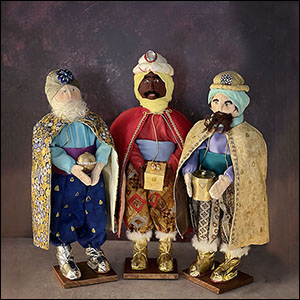 Fabric dolls depicting the 3 Wise Men