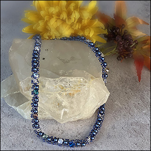 astrology necklace in blue pearl beads