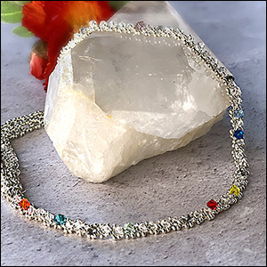 clear crystal beadwork astrology necklace