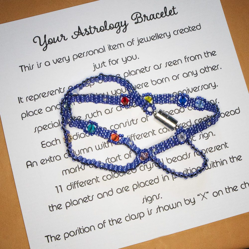 Blue beadwork astrology wrap bracelet