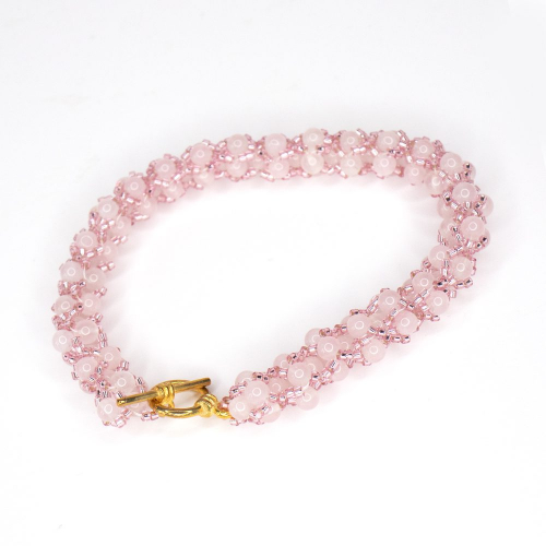 Rose quartz gemstone beadwork bracelet